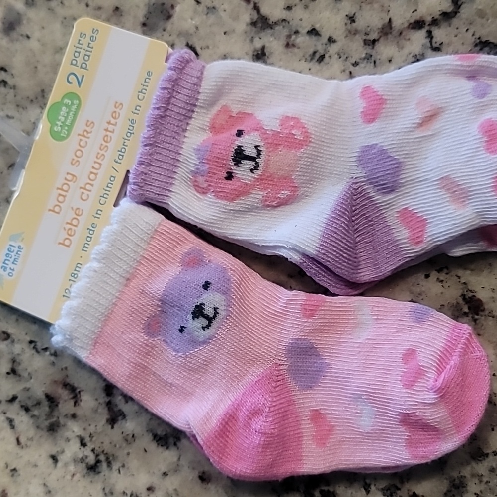Angel of Mine baby socks, 2 pair